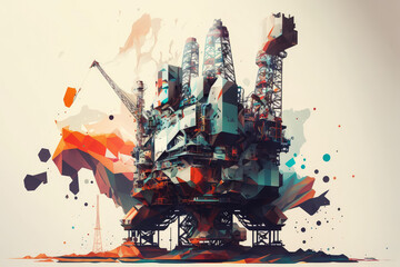 Abstract and colorful Oil Rig Structure, generative ai