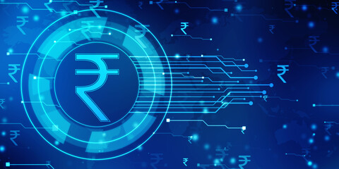 Indian Rupee symbol on financial Background, Growth of Indian stock market, Abstract finance background, Stock market Concept background
