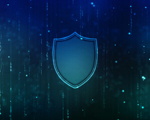 Protect and Security concept. Digital Shield on abstract technology background, Cyber security and information or network protection. Future technology web services for business and internet project