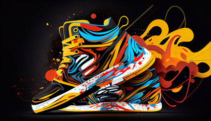 Obraz premium A colorful street running shoe concept. AI render.