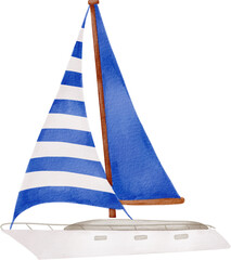 Sailing boat summer watercolor