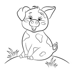 Piggy. Coloring book for children. Vector illustration.