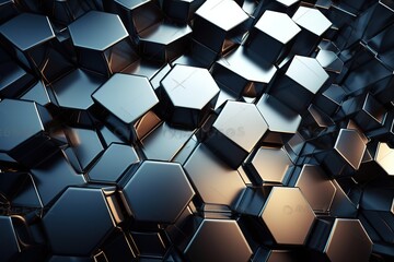 Fototapeta na wymiar Abstract metal background with hexagonal pattern, Generative AI