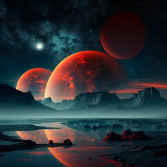 fantastic space image of the red planets. High quality illustration