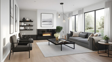 Fototapeta na wymiar Image of a modern living room, with a sleek and minimalistic design