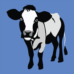 Illustration of a Beautiful and eye catching Cow Drowning in vector Artwork