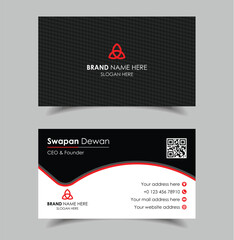 Red and black business card