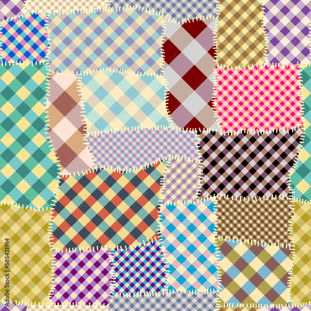 Poster Geometric abstract pattern. Intersection patchwork plaid style
