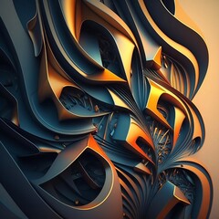 Fractal burst background, 3d. Generative AI.