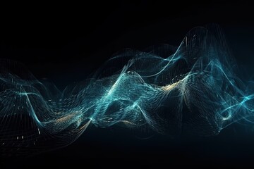 Dark blue and glow particle abstract background. , Generative AI