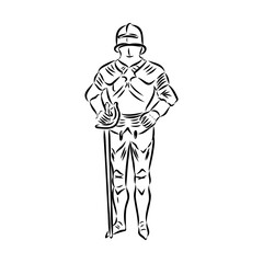 Knight armour engraving vector illustration. Scratch board style imitation. Black and white hand drawn image.