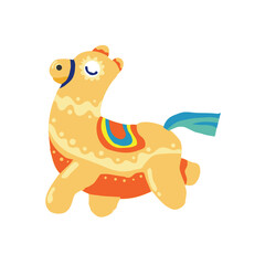 Colorful Mexican Piñata Shaped Like a Pony - vector illustration 