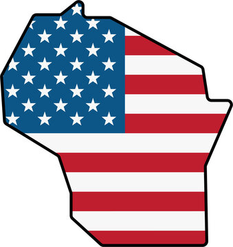recommend clip art: outline drawing of wisconsin state map on usa flag.