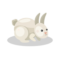 cute illustration with a rabbit of gray color
