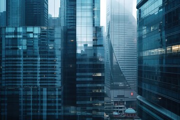 Fototapeta na wymiar Close - Up Of Modern Office Buildings, Shanghai, China. , Generative AI