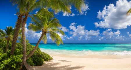 Plakat A Perfect Caribbean Day at the Tranquil Beach Shore generative ai