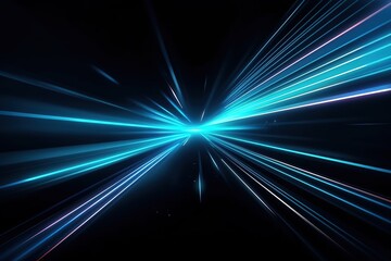 Fototapeta na wymiar Illustration of light ray, stripe line with blue light, speed motion background. Vector design abstract, science, futuristic, energy, Generative AI