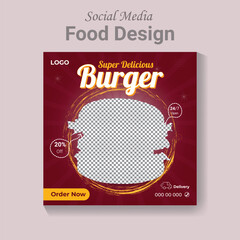 Social Media food design template, Restaurant food banner layout.