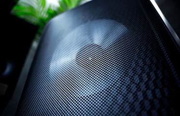 Textures of the speaker with a metal perforated grille