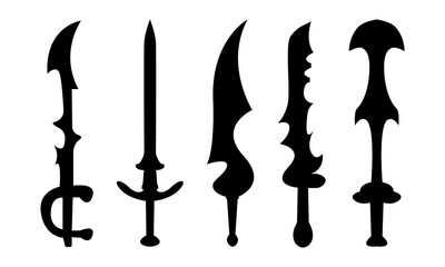 set of daggers in black silhouette by vintage style