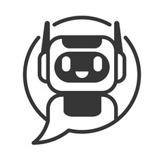 Chatbot icon and logo on isolated white background. Artificial intelligence for help service. Chat by ai. Line Vector.
