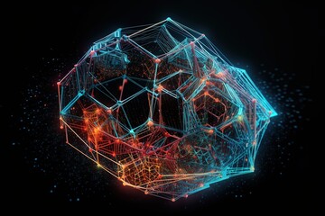 Structural communication of data transmission. Futuristic hexagon illustration. Technology concept. 3D rendering. , Generative AI