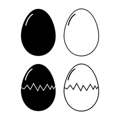 Set of Egg icon with shadow, shell easter symbol, healthy nature food, vector illustration, farm organic protein