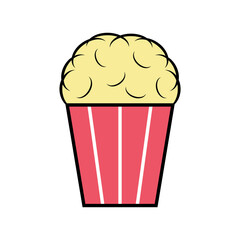 Popcorn food design icon, web corn box snack flat vector illustration element