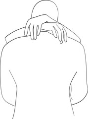 Line art of a kissing couple. Line drawing of a man and a woman in love. Valentine's Day minimalistic modern card illustration. Wedding logo. Romantic postcard. Love concept. Fall in love.