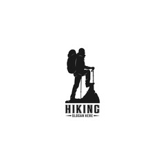 hiking logo template in white background