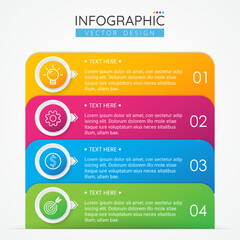 Infographic design template with icons and 4 options or steps for presentations banner, workflow layout, process diagram, flow chart, info graph. Vector Infographics for business concept.