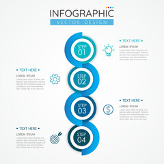Business infographic design template with icons and 4 options or steps for presentations banner, workflow layout, process diagram, flow chart, info graph. Vector Infographics for business concept.