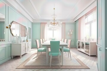 dining room interior design pastel color afternoon