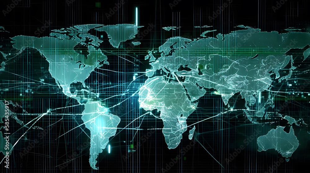 Aufkleber digital abstract background of world map created with generative ai tecnnology