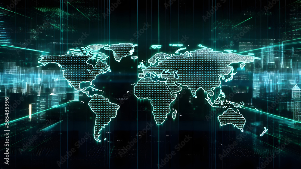 Aufkleber digital abstract background of world map created with generative ai tecnnology