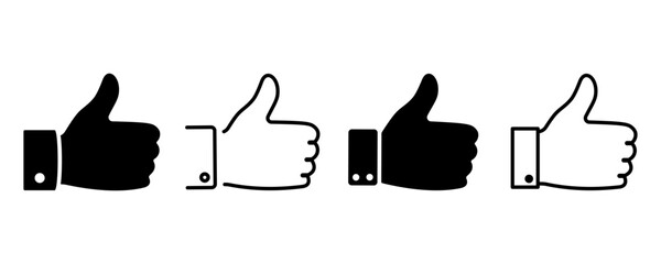 Set of thumb up vector icons. Finger gesture. Symbol good, okay, yes, agree or best. Vector 10 Eps. - obrazy, fototapety, plakaty