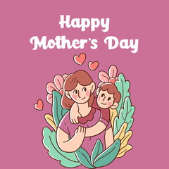 Mothers day with mom and son vector illustration