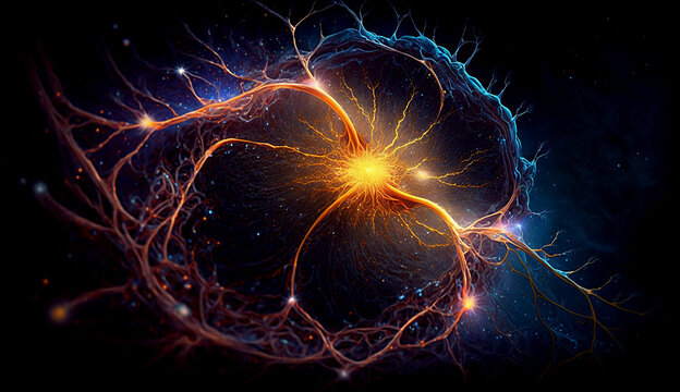 Brain cells illustration, space in background