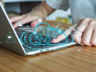 internet storage network technology cloud computing Data transfer by cloud technology Access to...