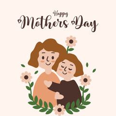 Mothers day with mom and son vector illustration