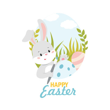 easter bunny with easter egg card
