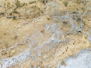 Completely dried out salt lake beside the Ruta40 in Argentina, South America - viewed from above