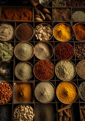 vast array of different spices, multi color, ai generative
