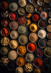 vast array of different spices, multi color, ai generative