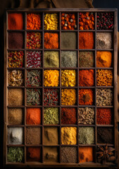 vast array of different spices, multi color, ai generative