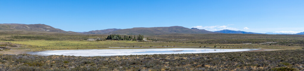 Completely dried out salt lake beside the Ruta40 in Argentina, South America - Panorama