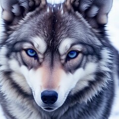 Obraz premium Portrait of a wolf in the snow