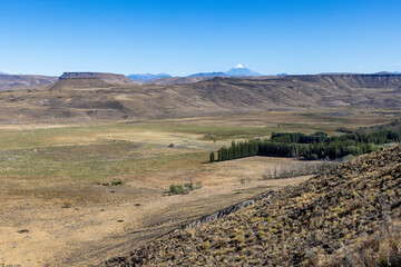 Naklejka premium Landscape shot of the Argentinian Pampa in the Province Neuquén - Traveling South America
