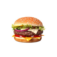 Beef Burger on a Transparent Background - Generative AI