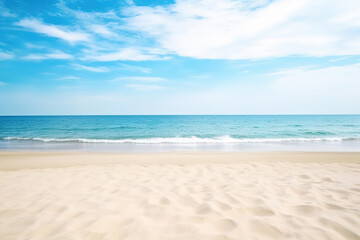 Fototapeta na wymiar Beautiful empty tropical beach and sea landscape background. Created with Generative AI Technology